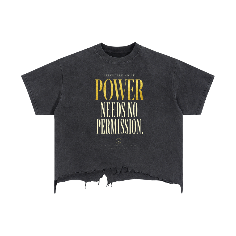 Belvedere Noire Vintage Wash Boxy Distressed Hem T-Shirt in charcoal, oversized cotton tee, front view