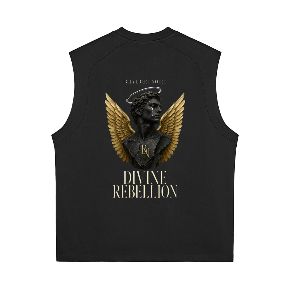 Belvedere Noire Sorona Quick-Dry Cooling Tank Top in black, 240gsm performance vest, front view