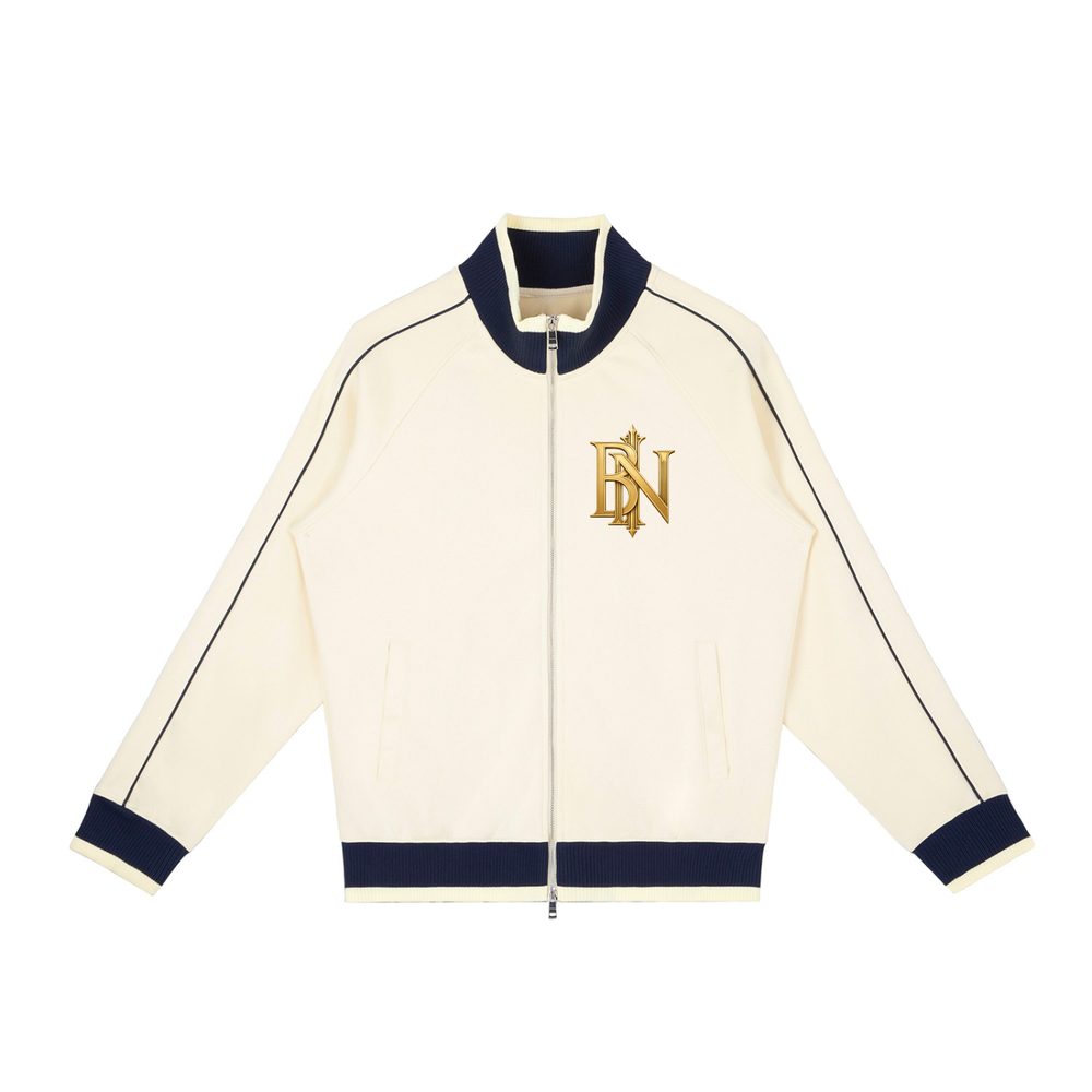 Belvedere Noire Colour Block Raglan Zip Track Jacket, unisex streetwear track top, front view