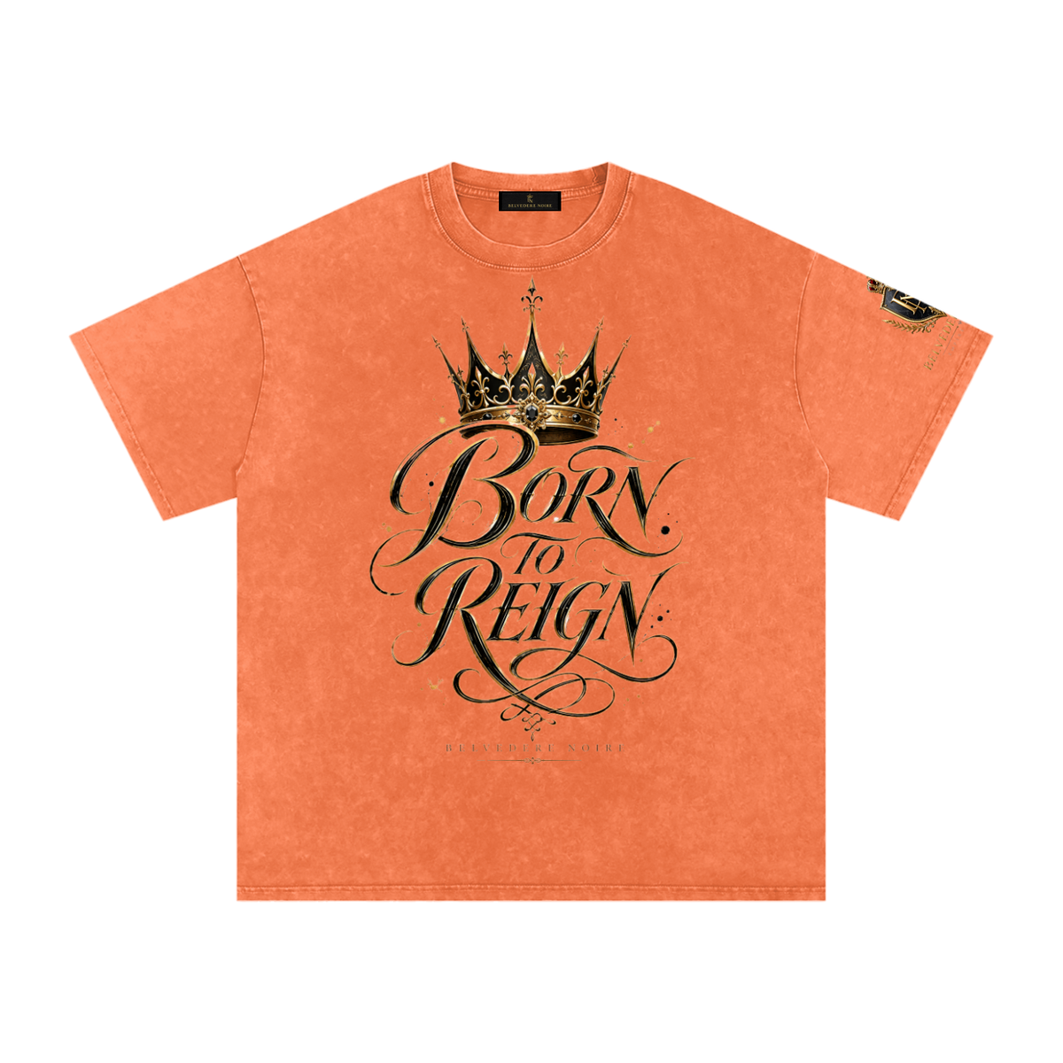 Belvedere Noire Snow Washed Oversized Cotton T-Shirt — Unisex 250gsm Vintage Wash Tee