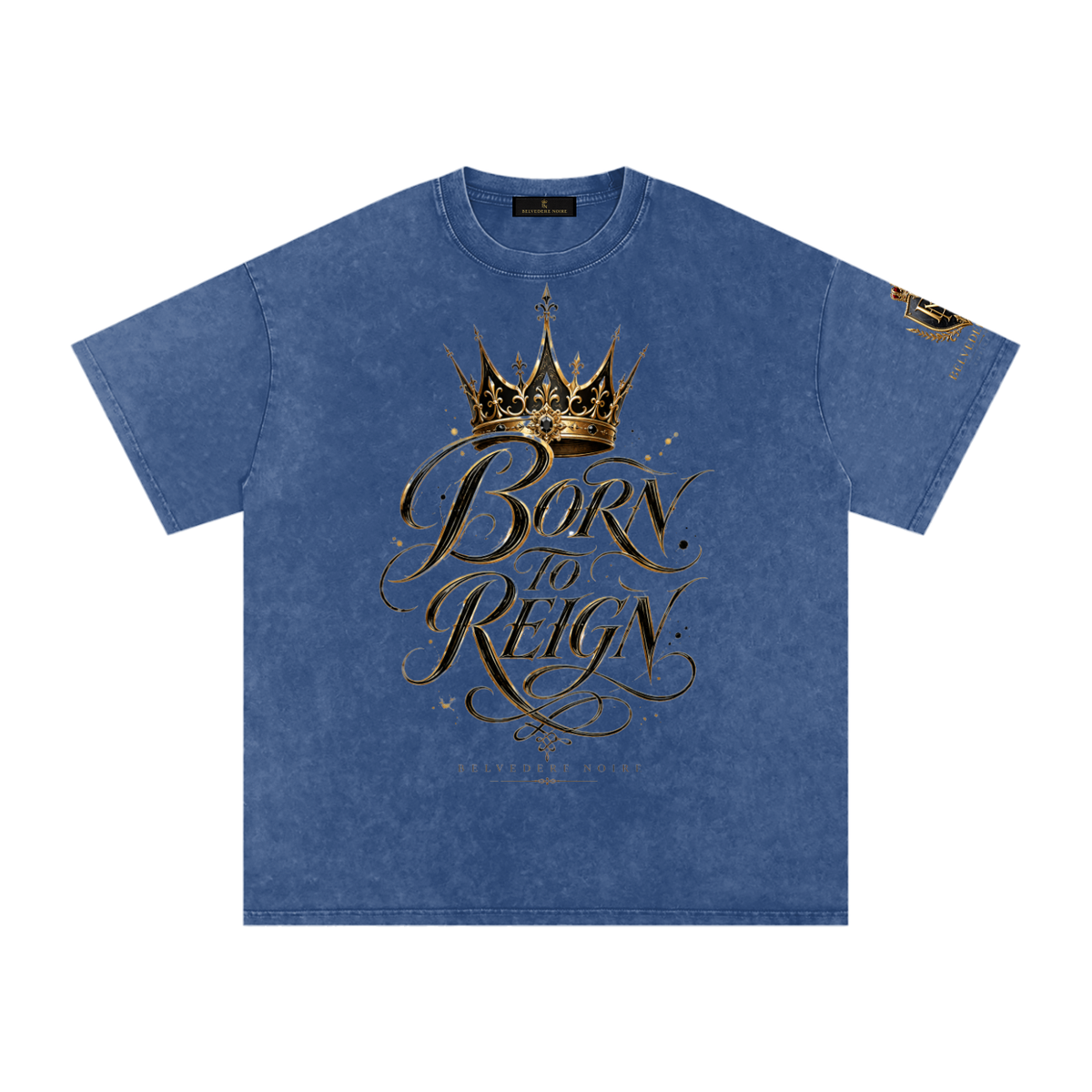 Belvedere Noire Snow Washed Oversized Cotton T-Shirt — Unisex 250gsm Vintage Wash Tee