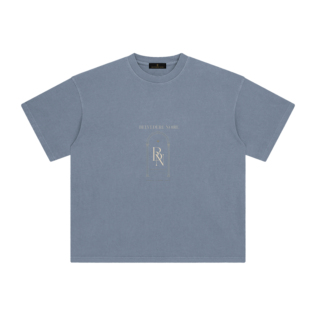 Belvedere Noire Enzyme Washed Oversized T-Shirt in grey blue, back view
