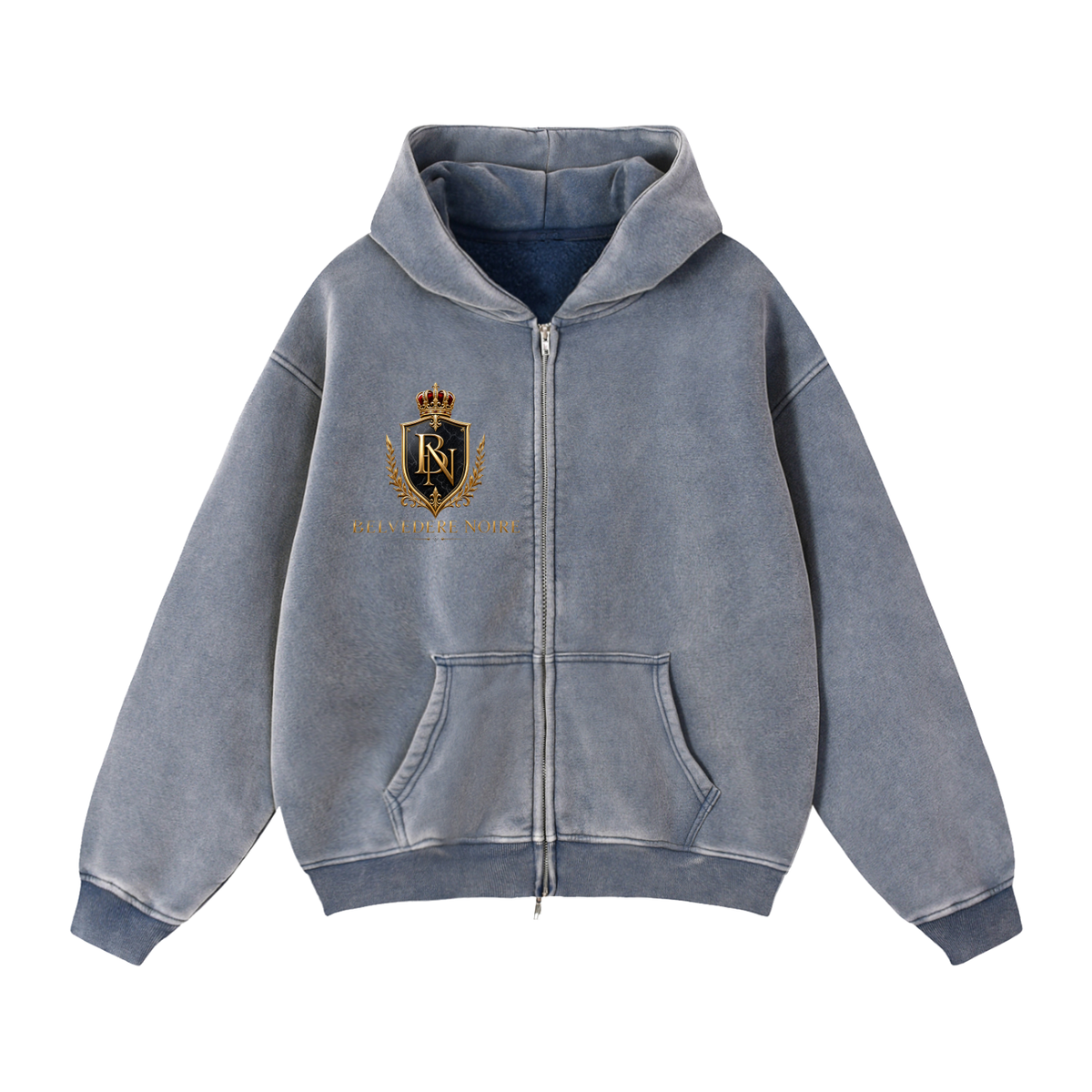 Belvedere Noire Zip-Through Boxy Fleece Hoodie, additional colourway