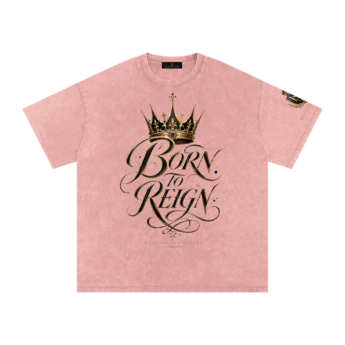 Belvedere Noire Snow Washed Oversized Cotton T-Shirt — Unisex 250gsm Vintage Wash Tee