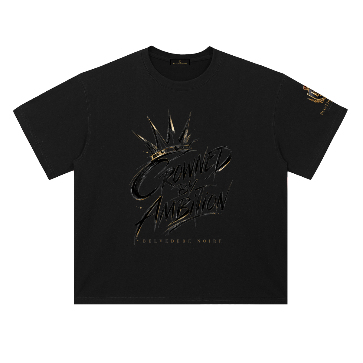 Belvedere Noire Heavyweight Drop Shoulder T-Shirt — Unisex Pure Cotton Oversized Tee