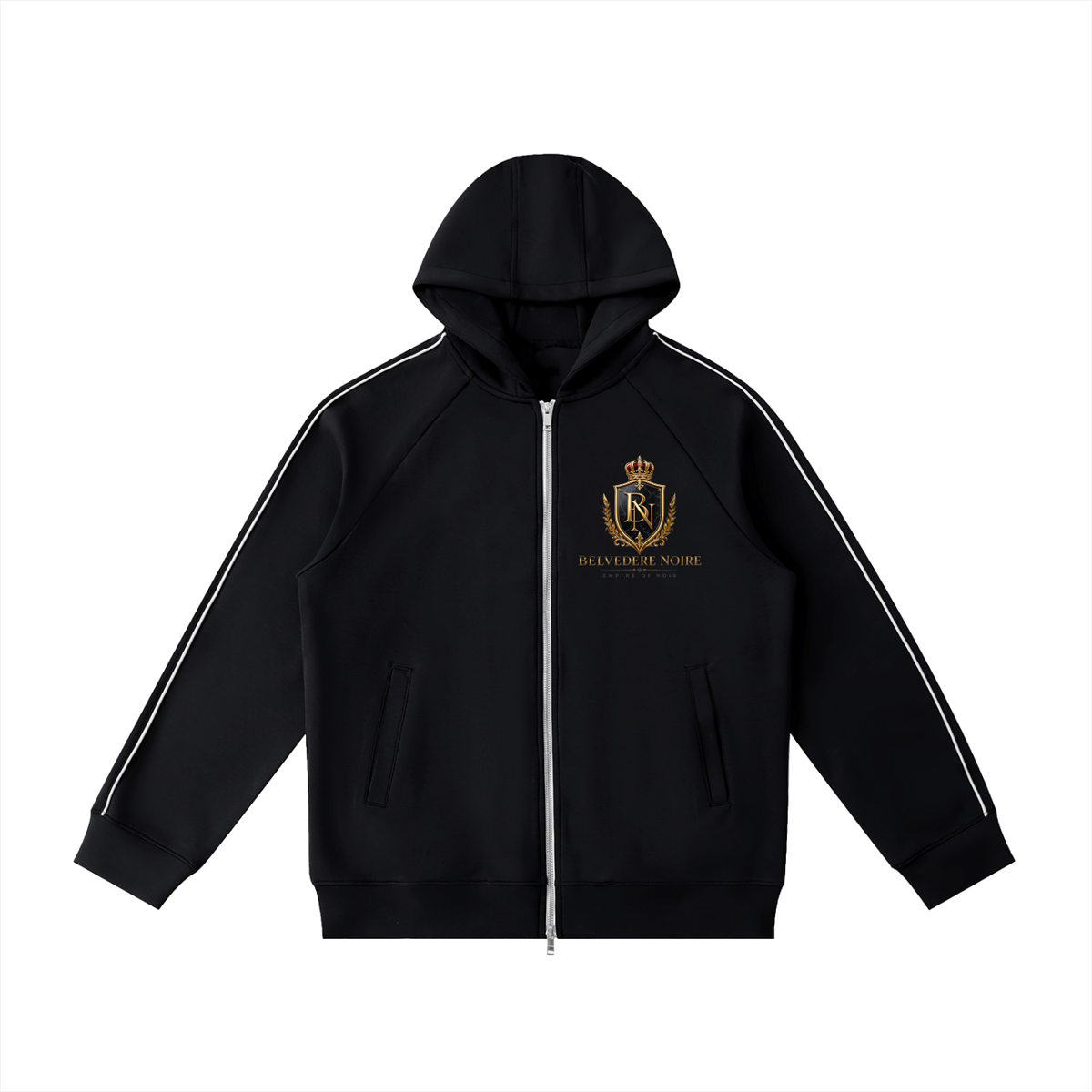 Belvedere Noire Heavyweight Raglan Zip Hoodie — Unisex 400gsm Oversized Zip Hoodie