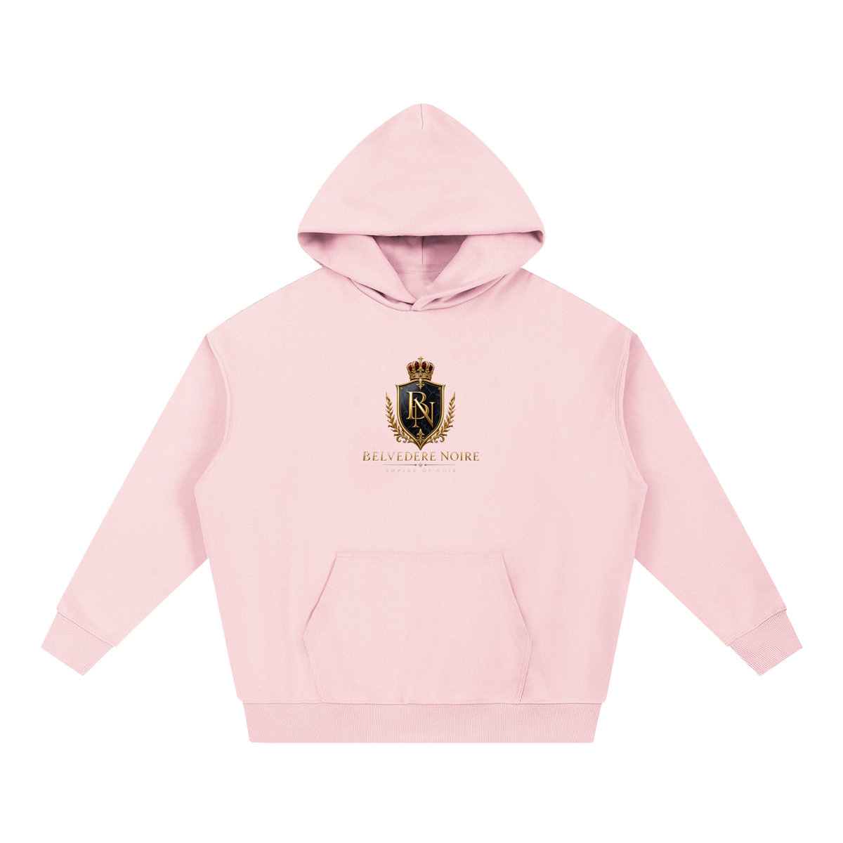 Ribbed cuff and hem detail on the Belvedere Noire Essential Heavyweight Hoodie