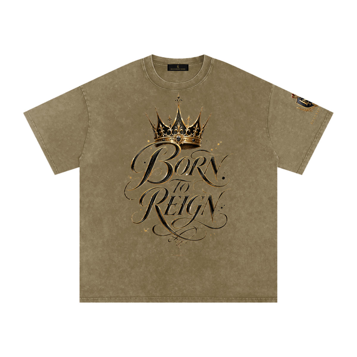 Belvedere Noire Snow Washed Oversized Cotton T-Shirt — Unisex 250gsm Vintage Wash Tee