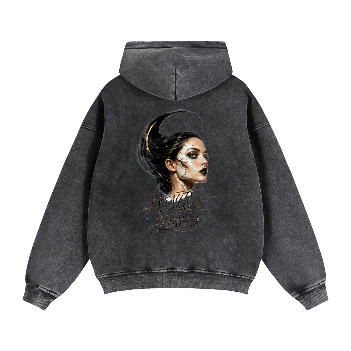 Belvedere Noire Zip-Through Boxy Fleece Hoodie, boxy side view