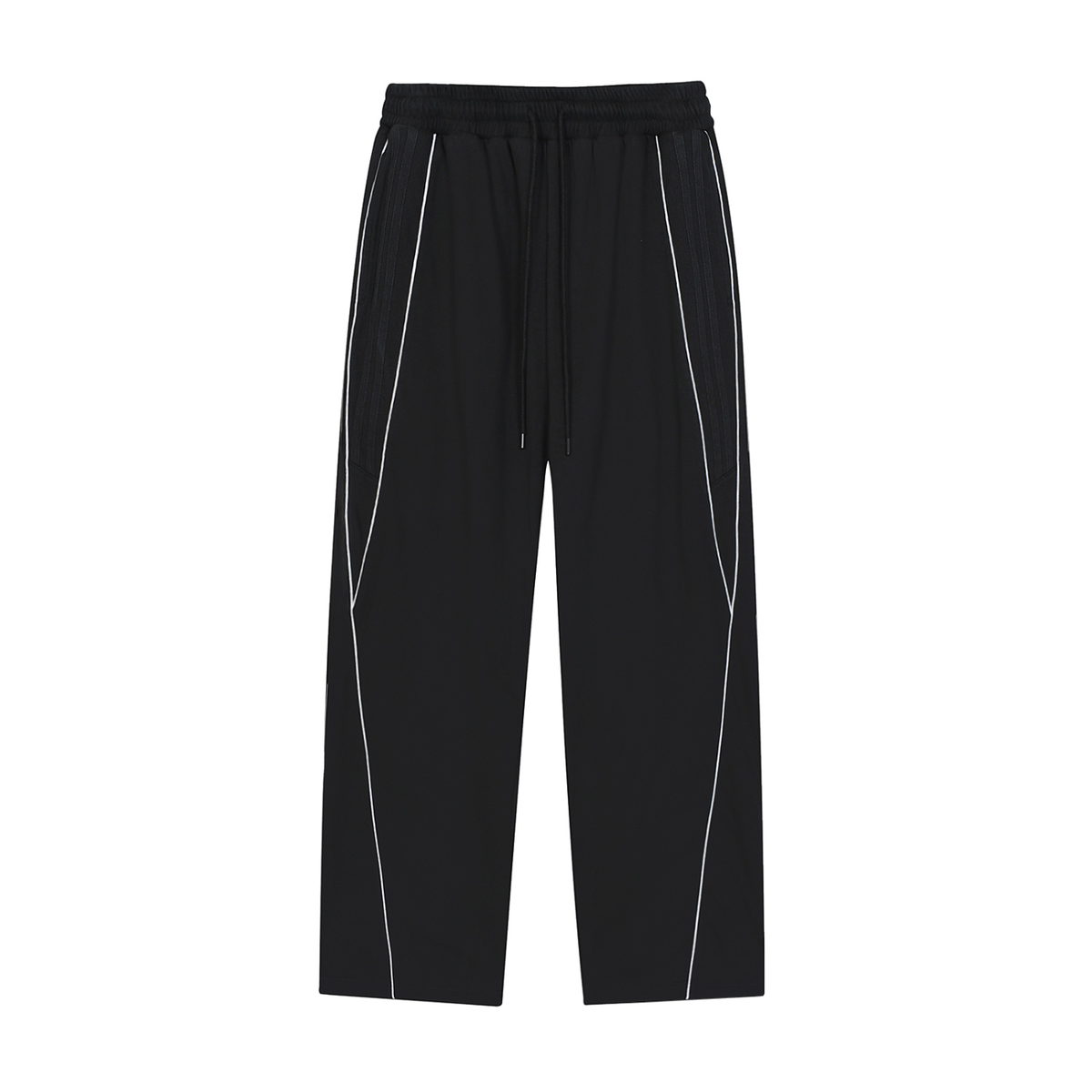 Belvedere Noire Reflection Striped Straight-Leg Sweatpants in black, back view