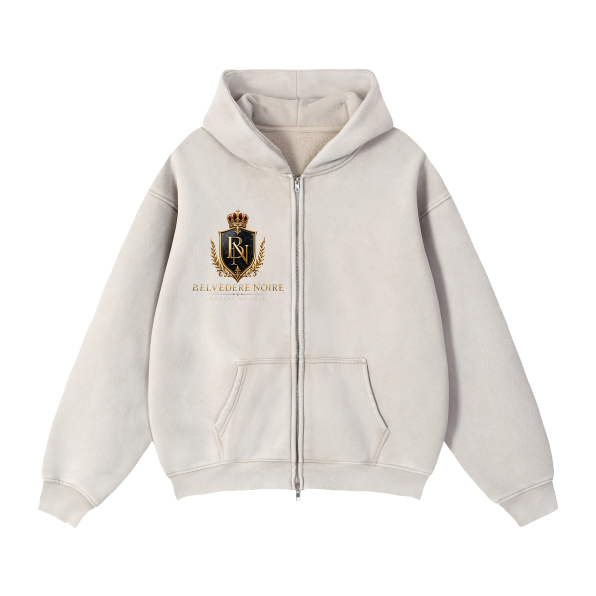 Belvedere Noire Zip-Through Boxy Fleece Hoodie, alternative colourway