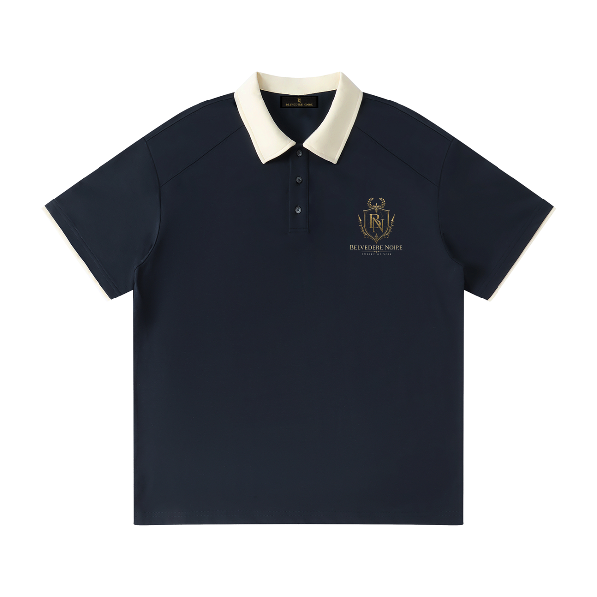 Belvedere Noire Contrast Collar Raglan Polo Shirt in khaki