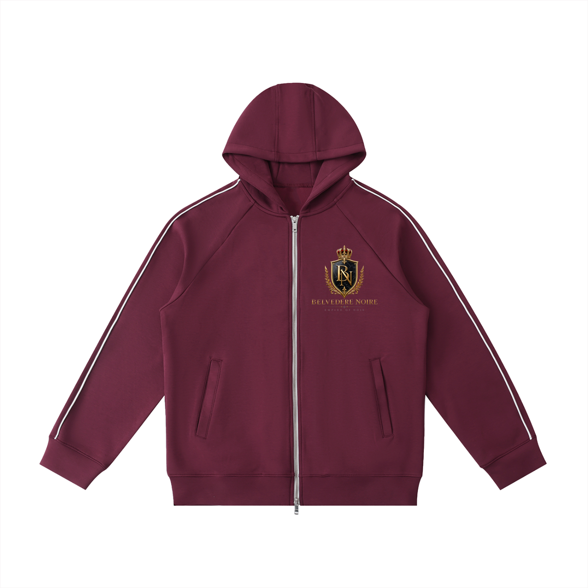 Belvedere Noire Heavyweight Raglan Zip Hoodie in dull red