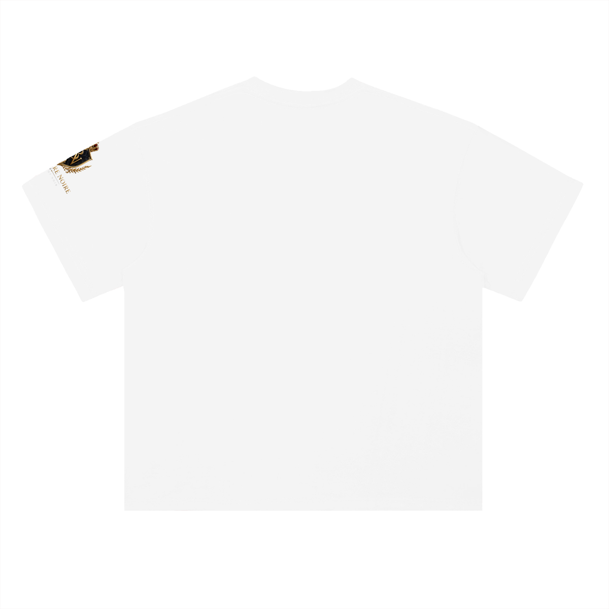 Ribbed crew neck and shoulder taping on the Belvedere Noire Heavyweight T-Shirt