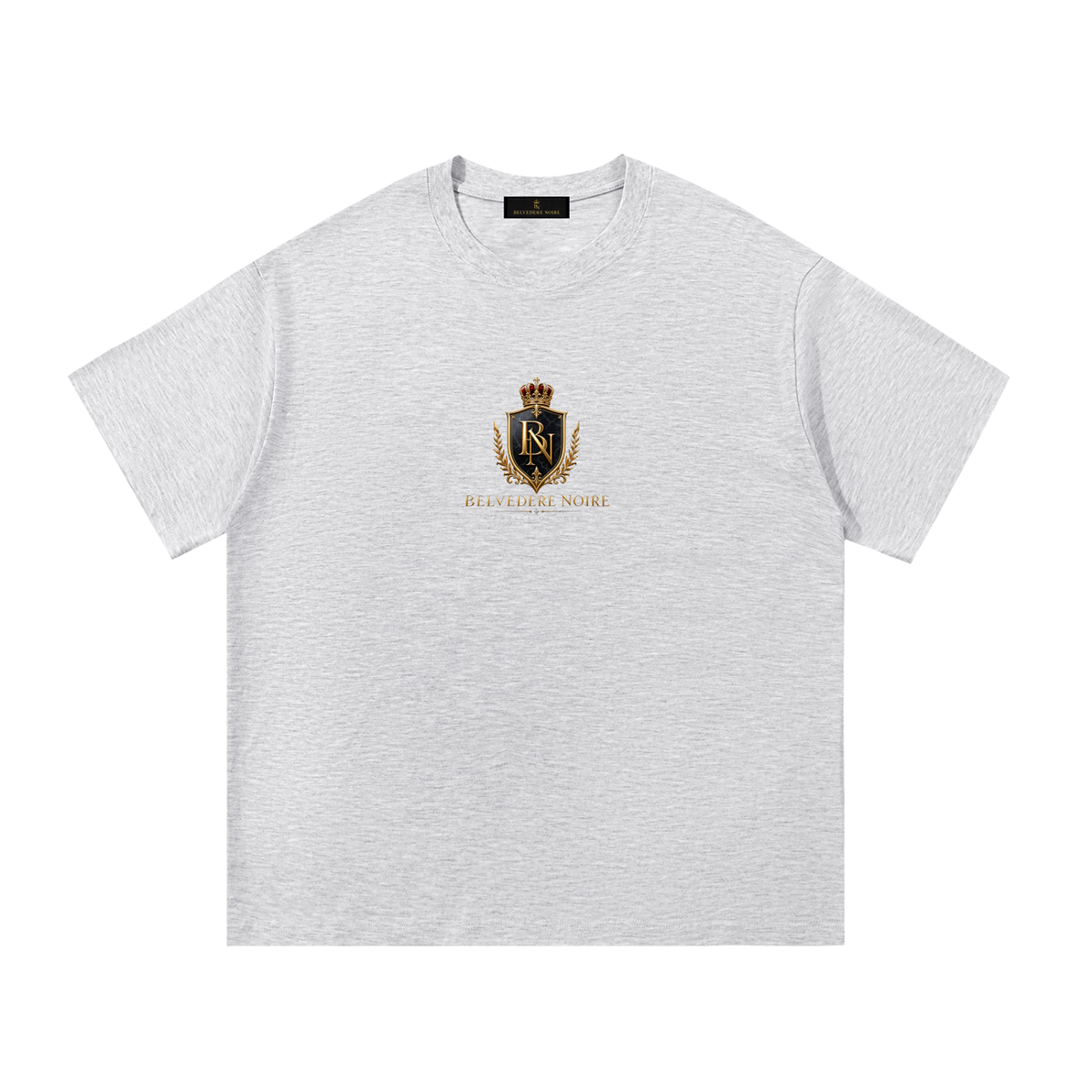 Dropped shoulder detail on the Belvedere Noire Essential Cotton T-Shirt