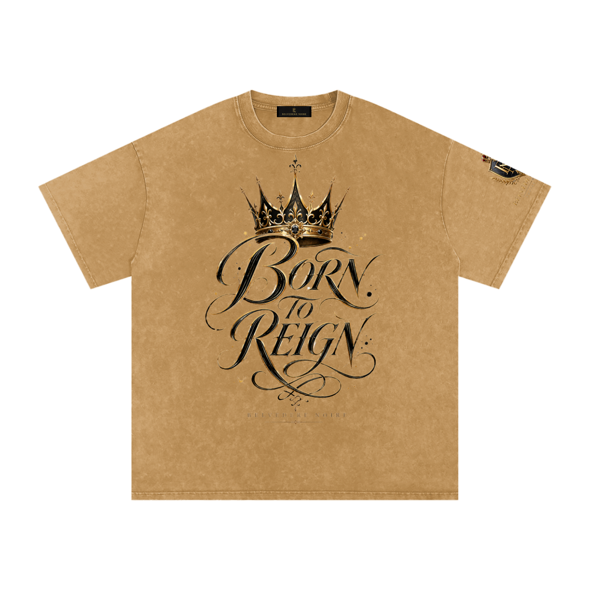 Belvedere Noire Snow Washed Oversized Cotton T-Shirt — Unisex 250gsm Vintage Wash Tee