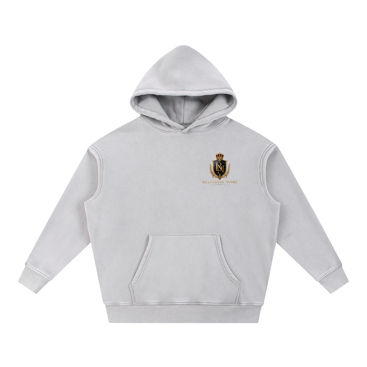 Lined hood detail on the Belvedere Noire Snow Wash Fleece Hoodie