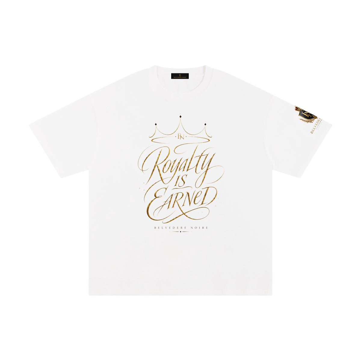 Belvedere Noire Pure Cotton T-Shirt, 230gsm everyday unisex streetwear tee, front view