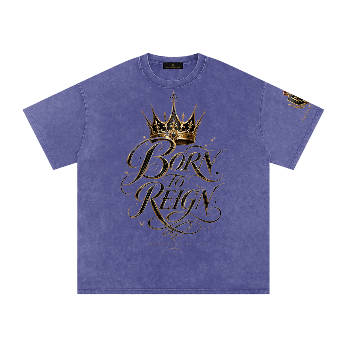 Belvedere Noire Snow Washed Oversized Cotton T-Shirt — Unisex 250gsm Vintage Wash Tee
