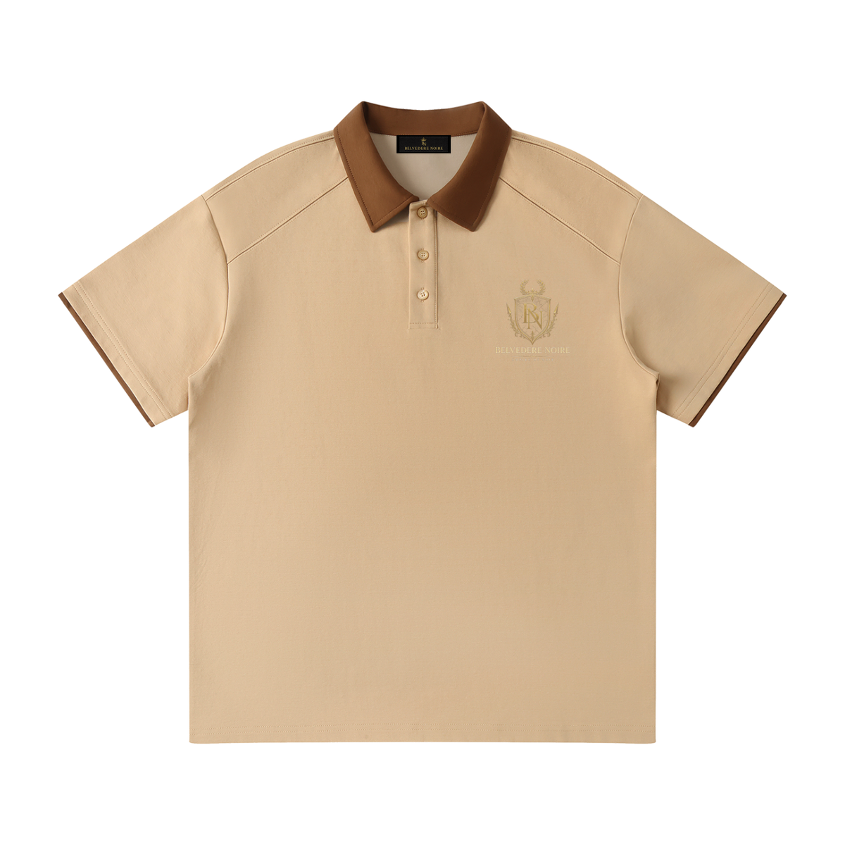 Belvedere Noire Contrast Collar Raglan Polo Shirt in navy blue