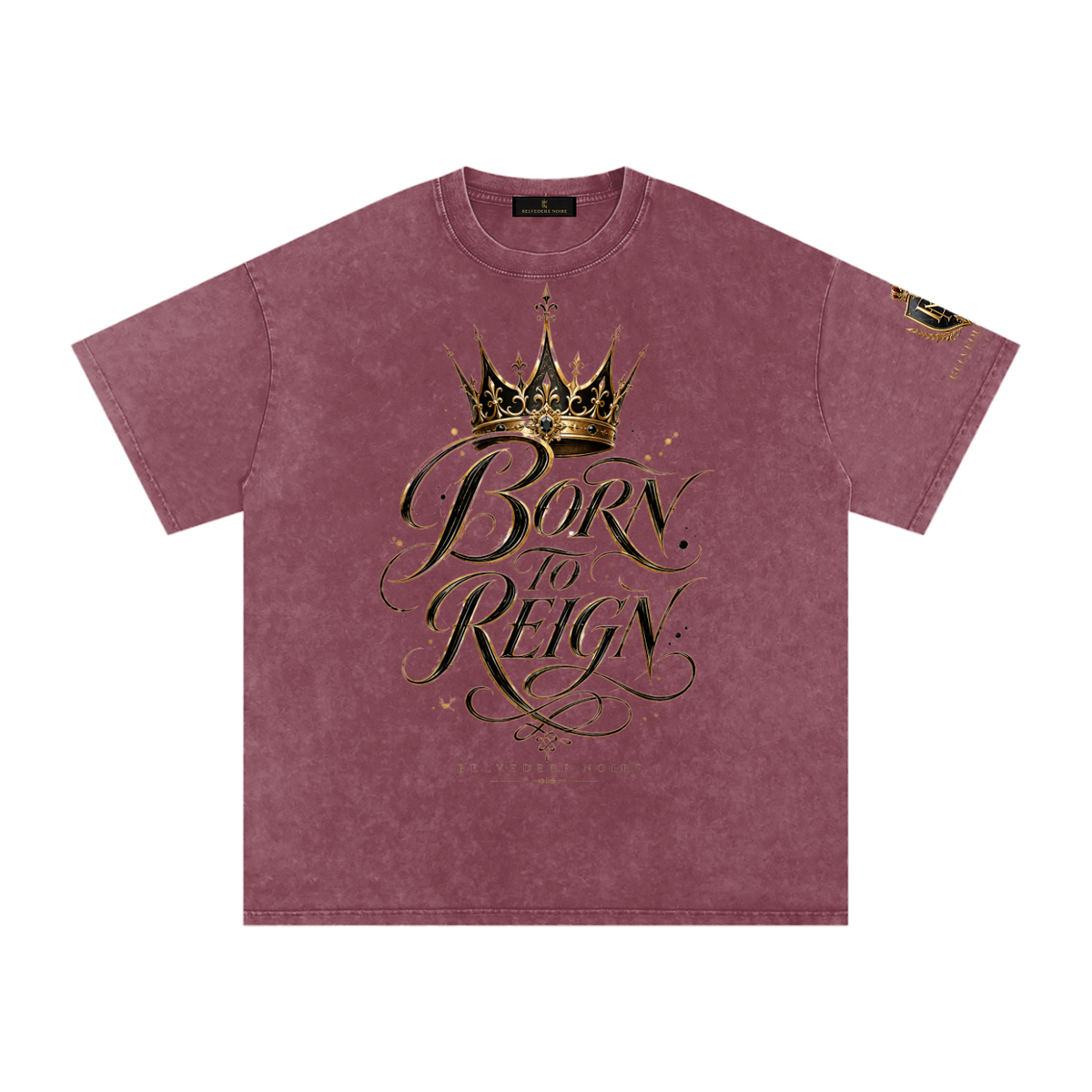 Belvedere Noire Snow Washed Oversized Cotton T-Shirt — Unisex 250gsm Vintage Wash Tee