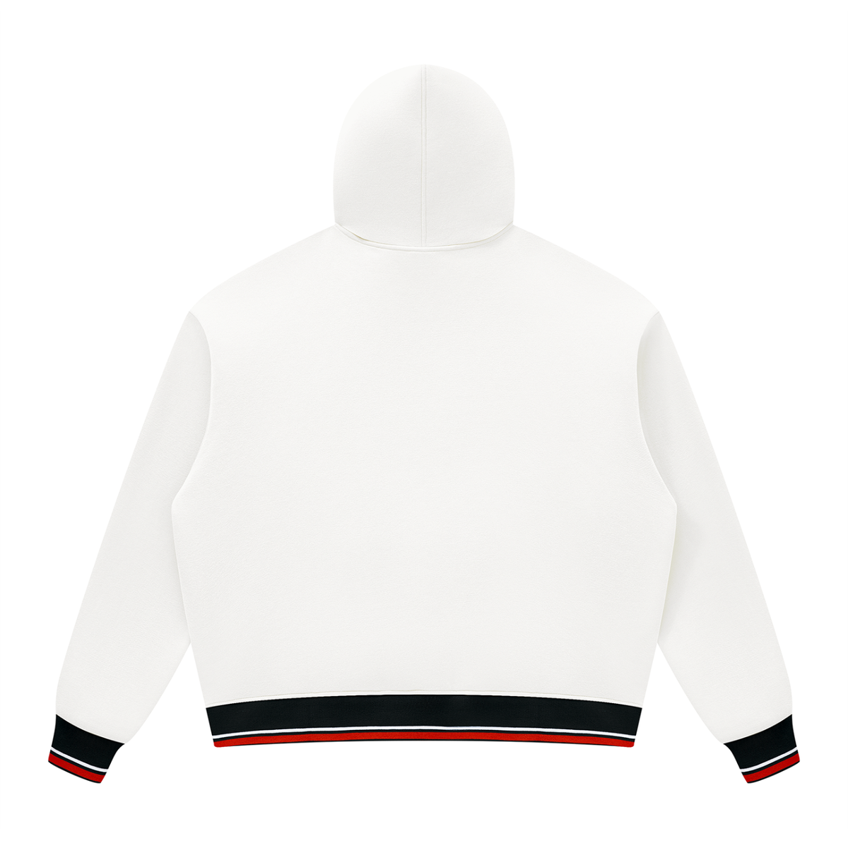 Belvedere Noire Oversized Colour Block Fleece Hoodie in white and black, back view