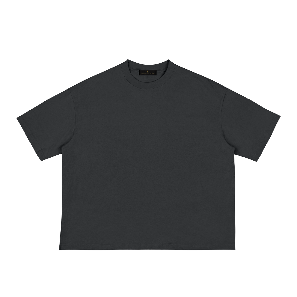 Belvedere Noire Classic Loose Boxy Tee in black, back view