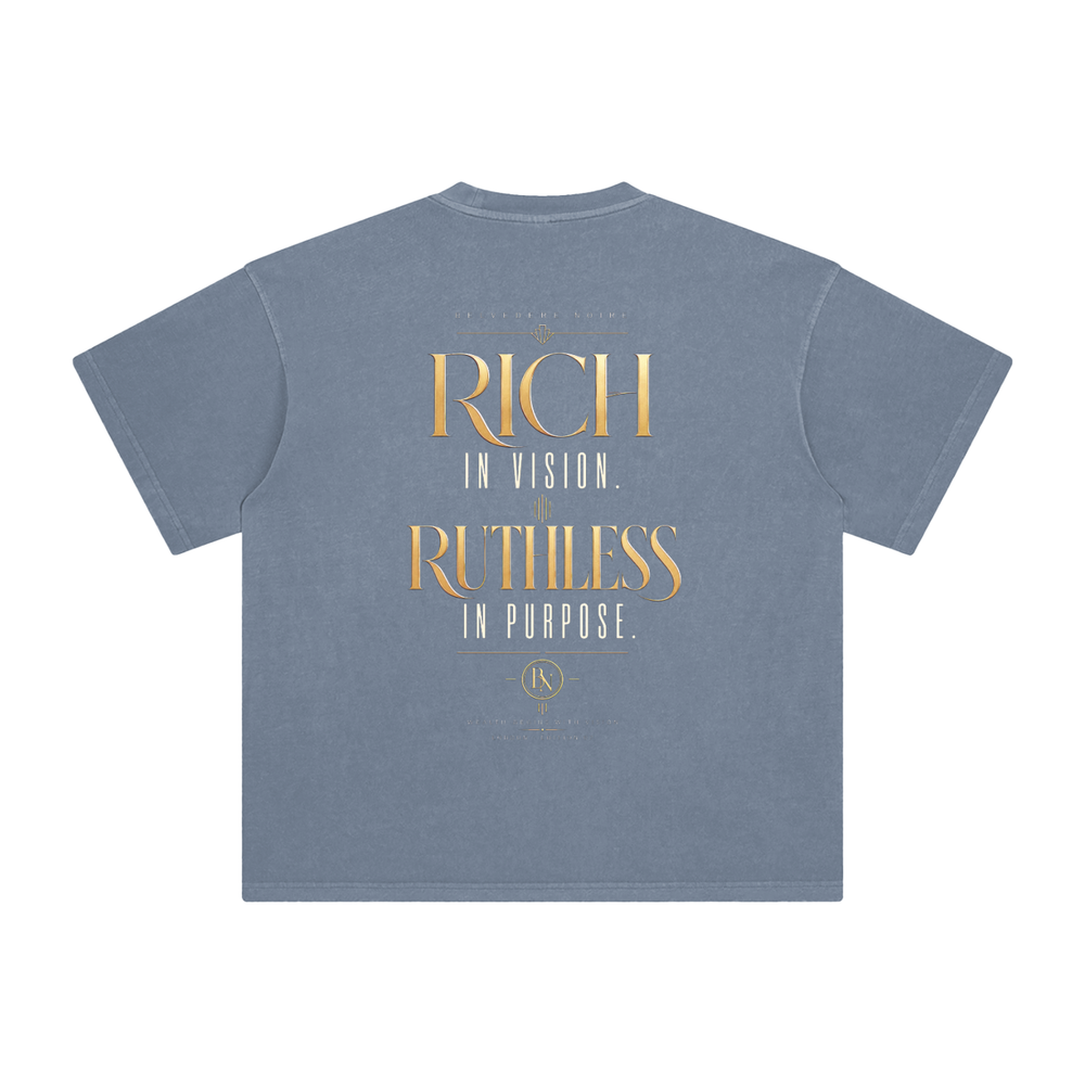 Belvedere Noire Enzyme Washed Oversized T-Shirt in grey blue, 250gsm cotton tee, front view