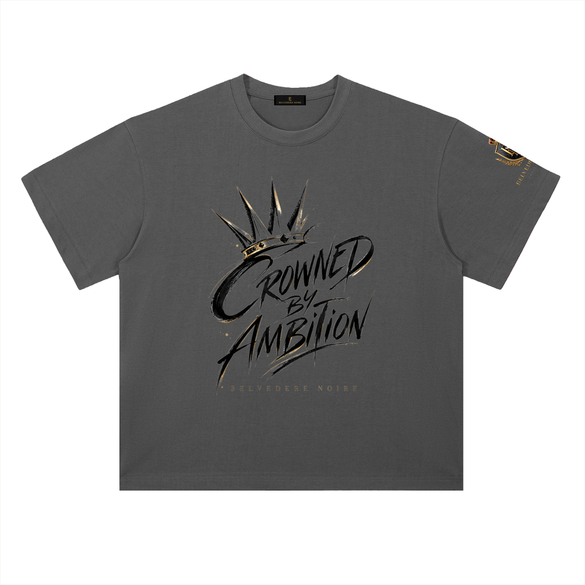 Belvedere Noire Heavyweight Drop Shoulder T-Shirt — Unisex Pure Cotton Oversized Tee