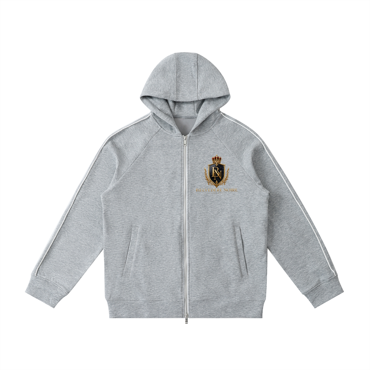 Belvedere Noire Heavyweight Raglan Zip Hoodie in flower grey