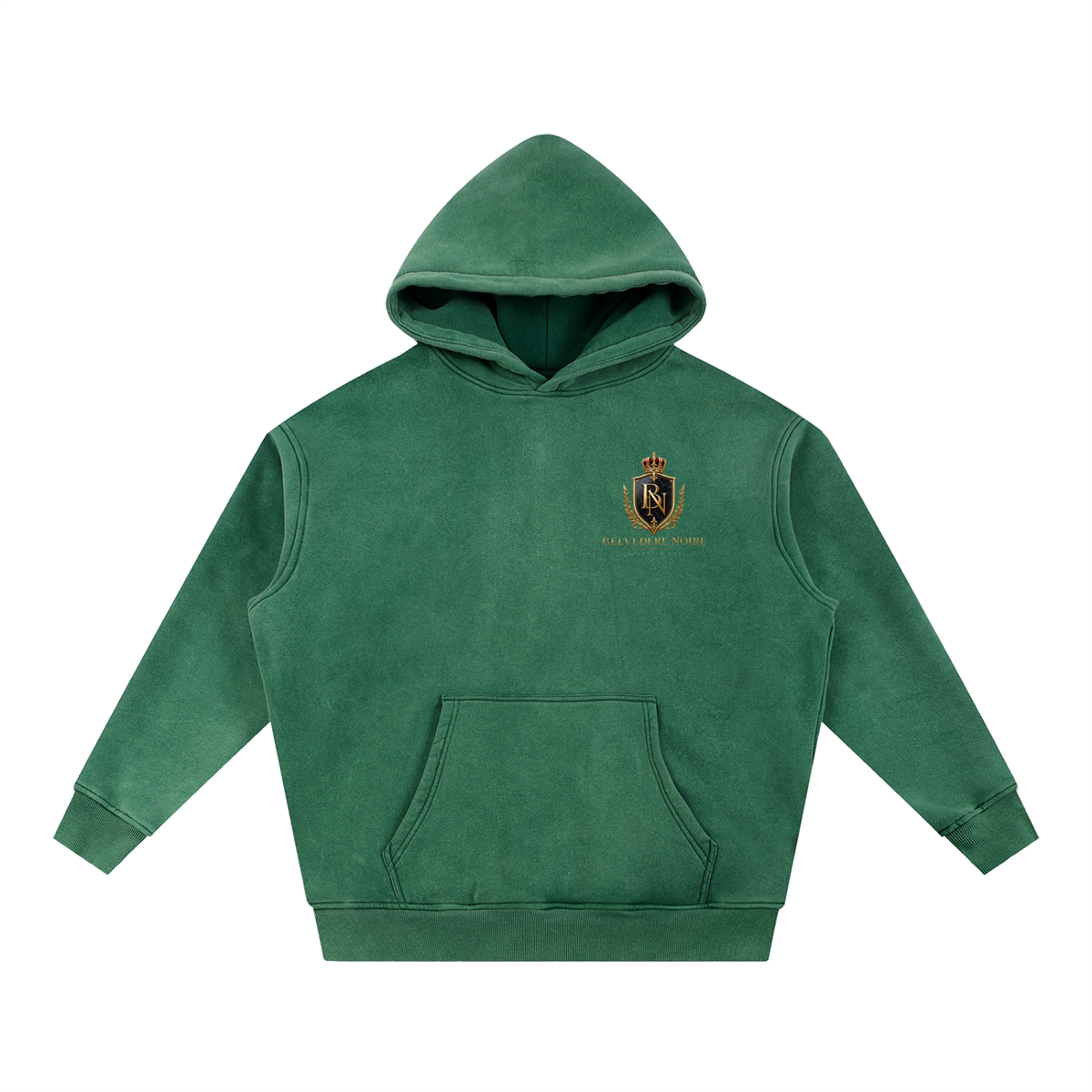 Belvedere Noire Snow Wash Fleece Oversized Hoodie — Unisex 355gsm Washed Streetwear Hoodie