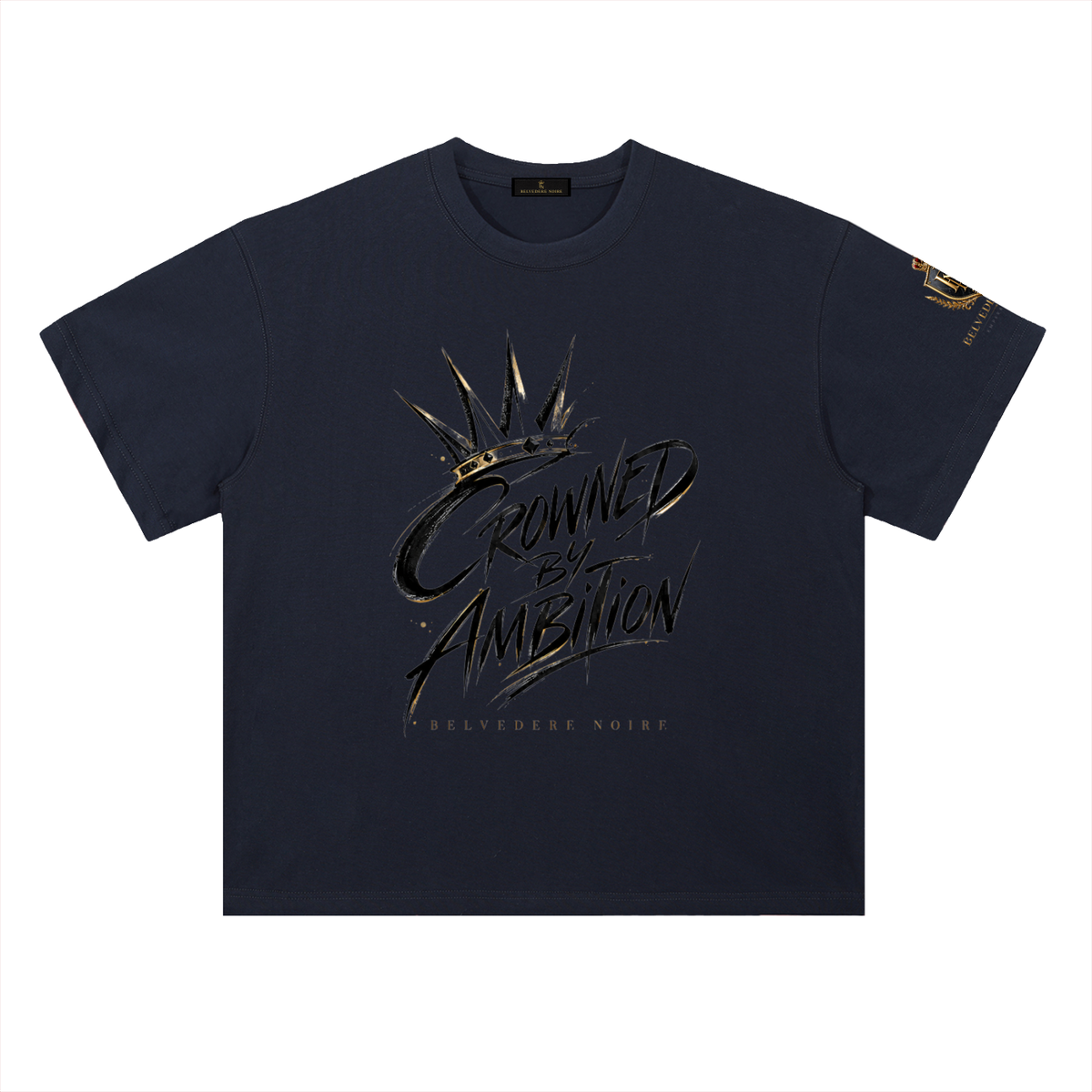 Belvedere Noire Heavyweight Drop Shoulder T-Shirt — Unisex Pure Cotton Oversized Tee