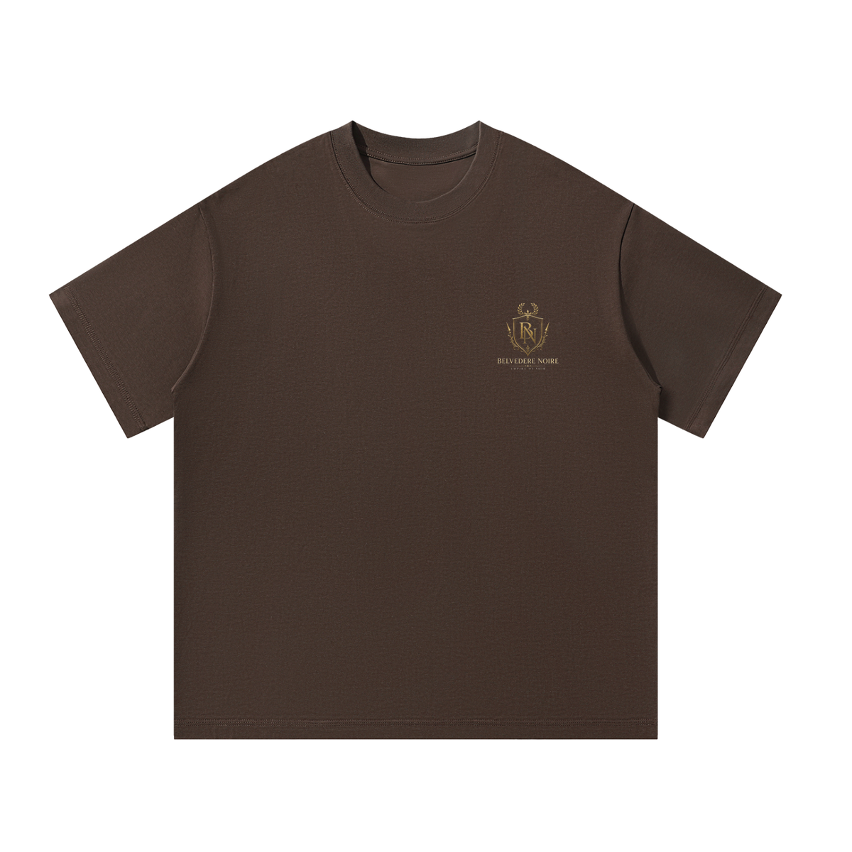 Belvedere Noire Oversized T-Shirt in coffee brown, back view