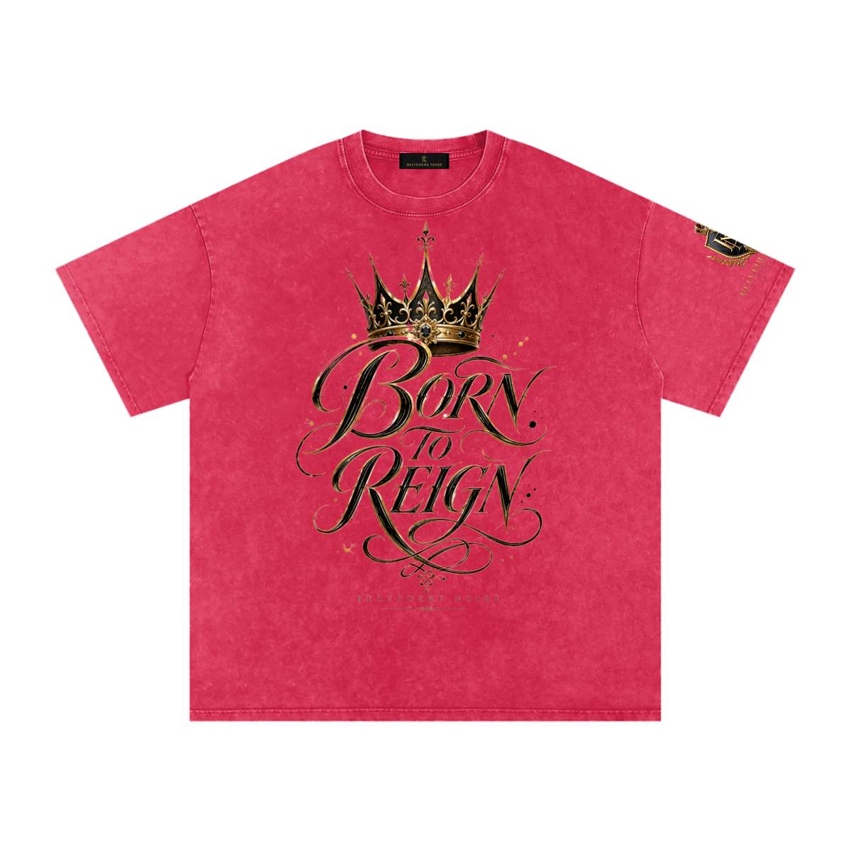 Belvedere Noire Snow Washed Oversized Cotton T-Shirt — Unisex 250gsm Vintage Wash Tee