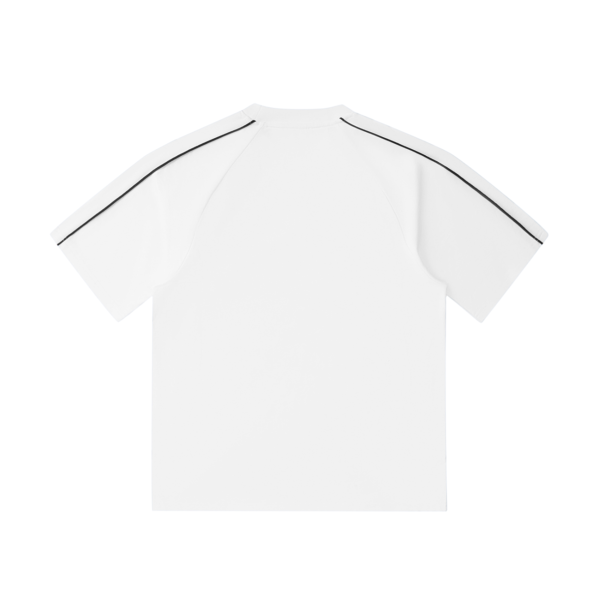 Belvedere Noire Contrast Stitch Raglan T-Shirt in white, back view