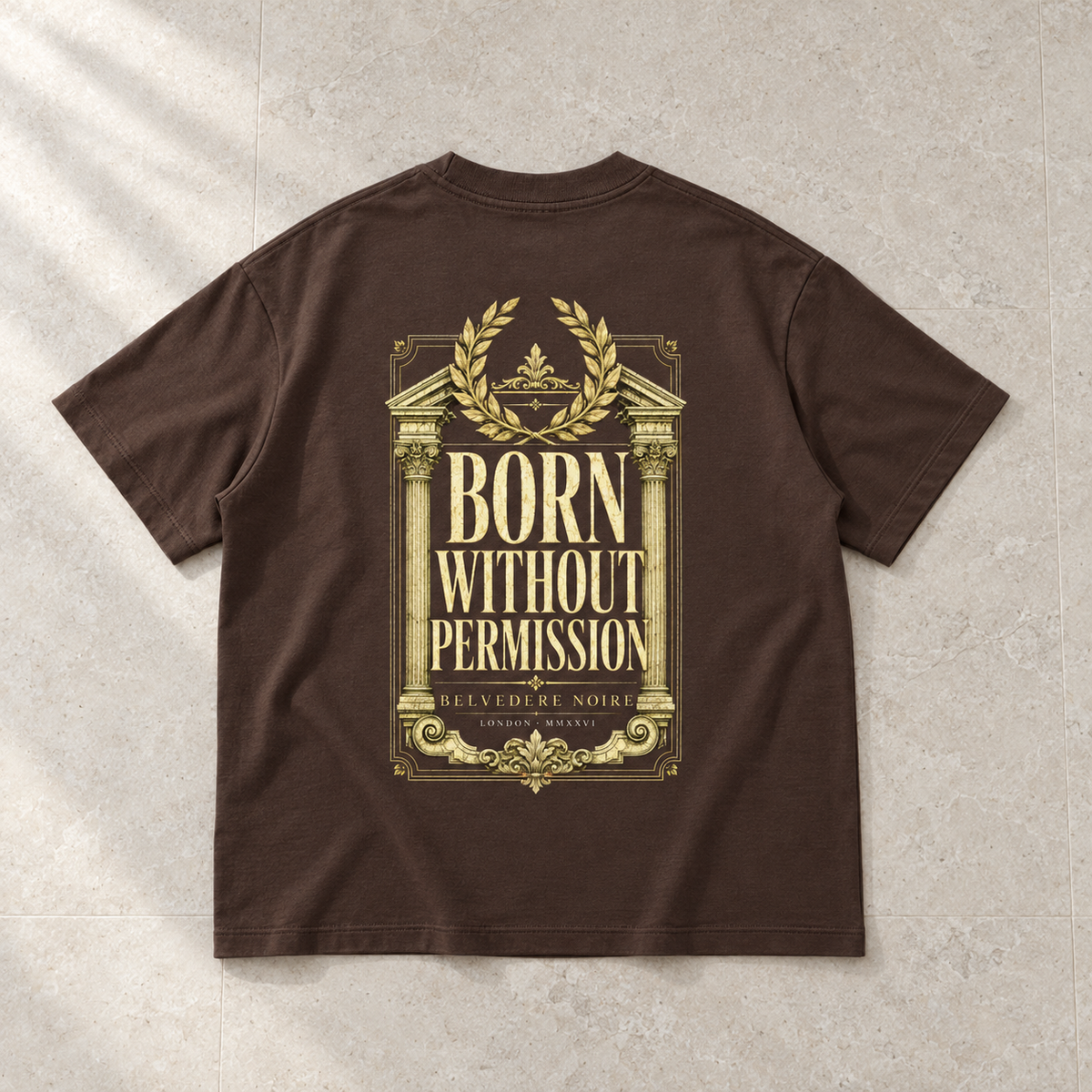 Brown 300gsm Oversized T-Shirt flat lay, back view