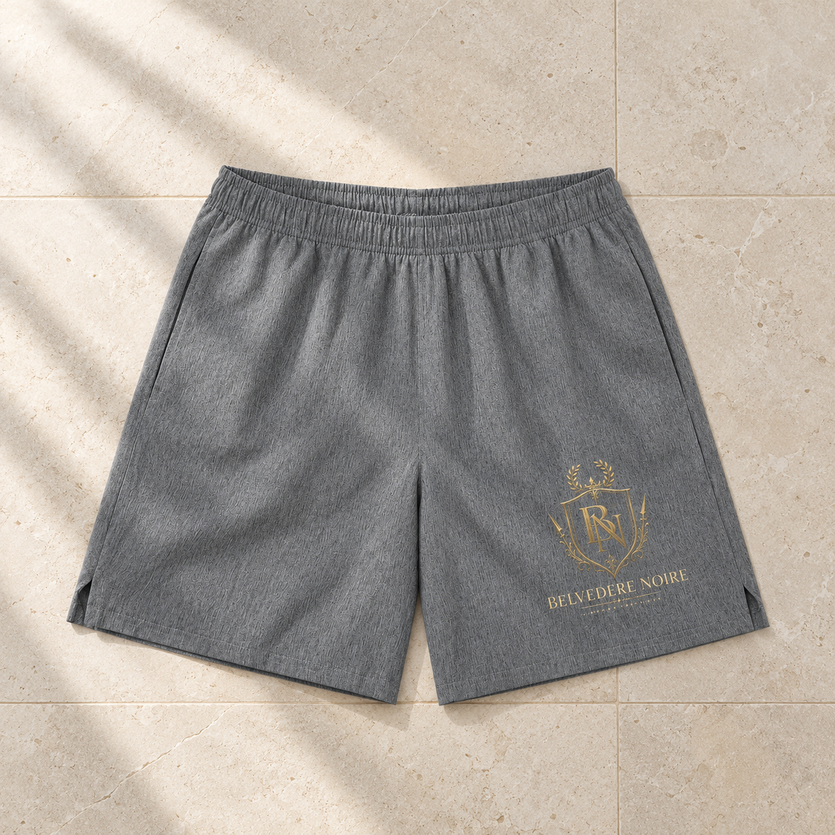 Grey Loose Fit Elastic Waist Shorts flat lay