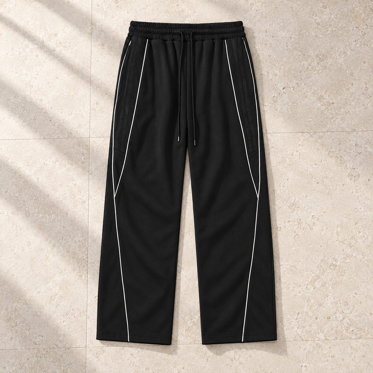 Reflection Striped Straight-Leg Sweatpants flat lay, front view