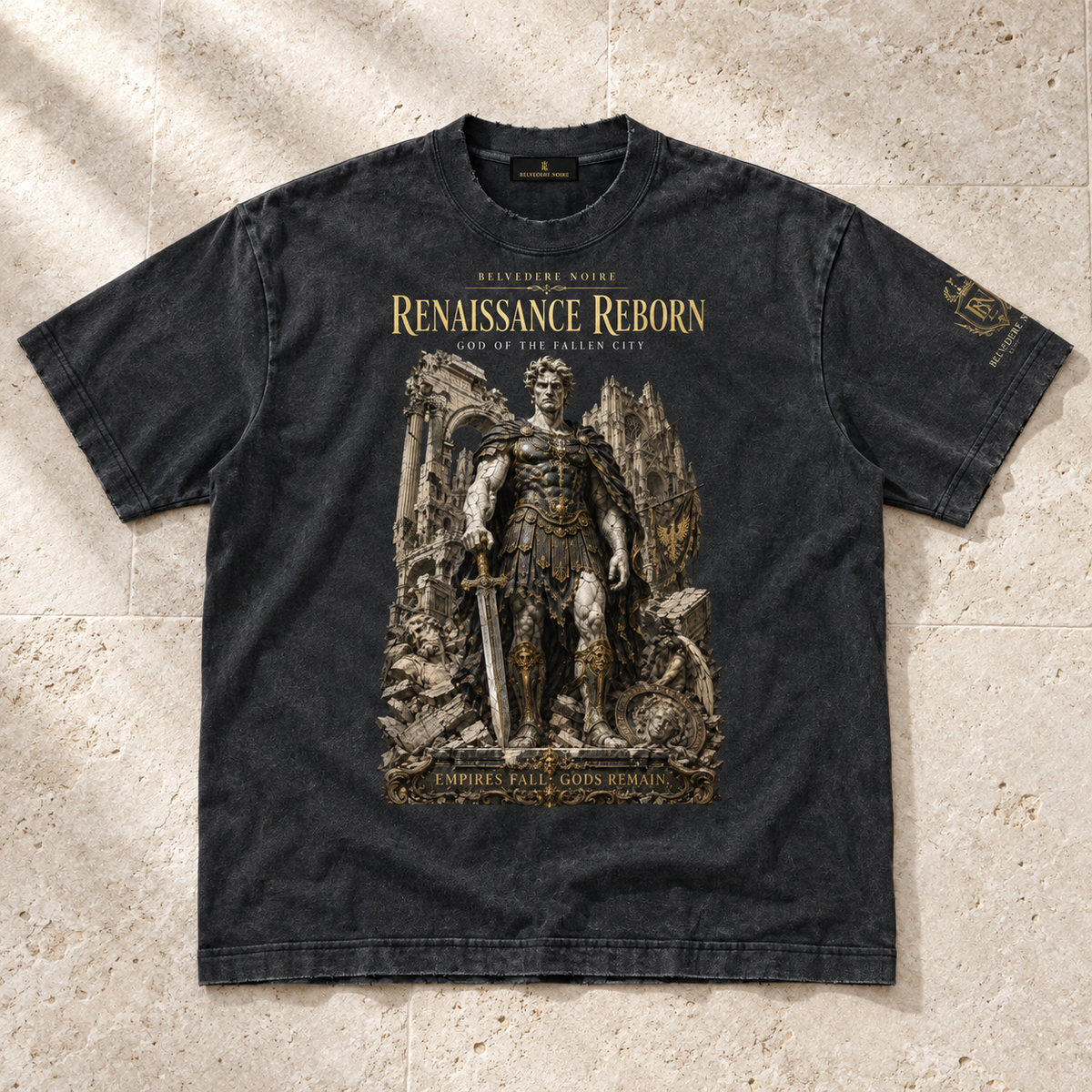Vintage Washed Frayed T-Shirt flat lay showing the hand-frayed hem