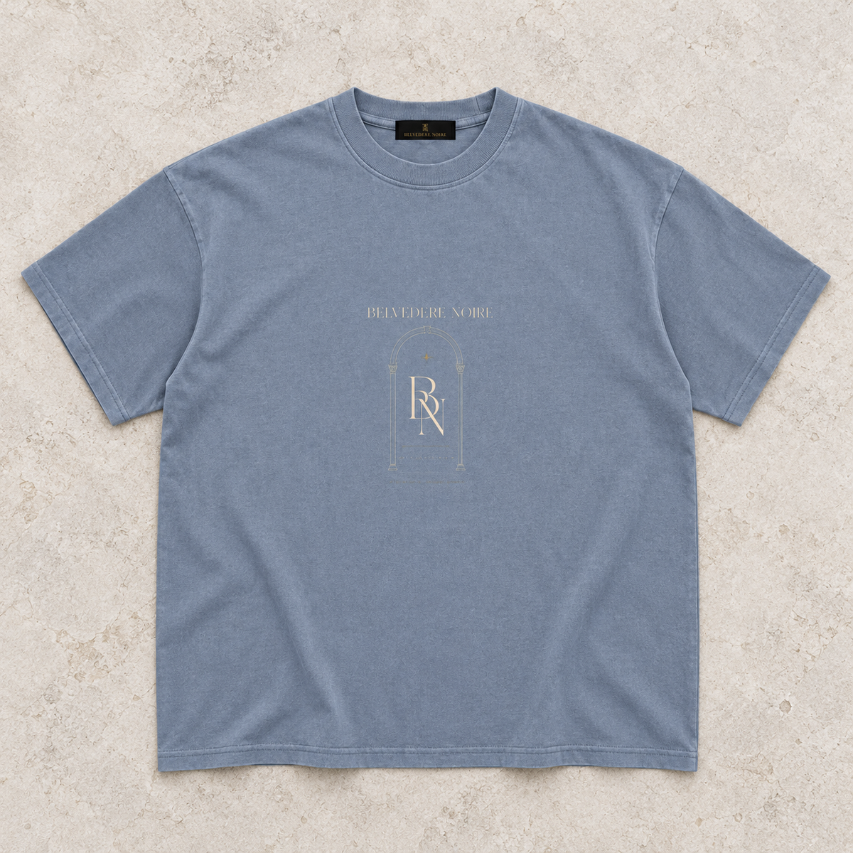 Blue Enzyme Washed Oversized T-Shirt flat lay, front view