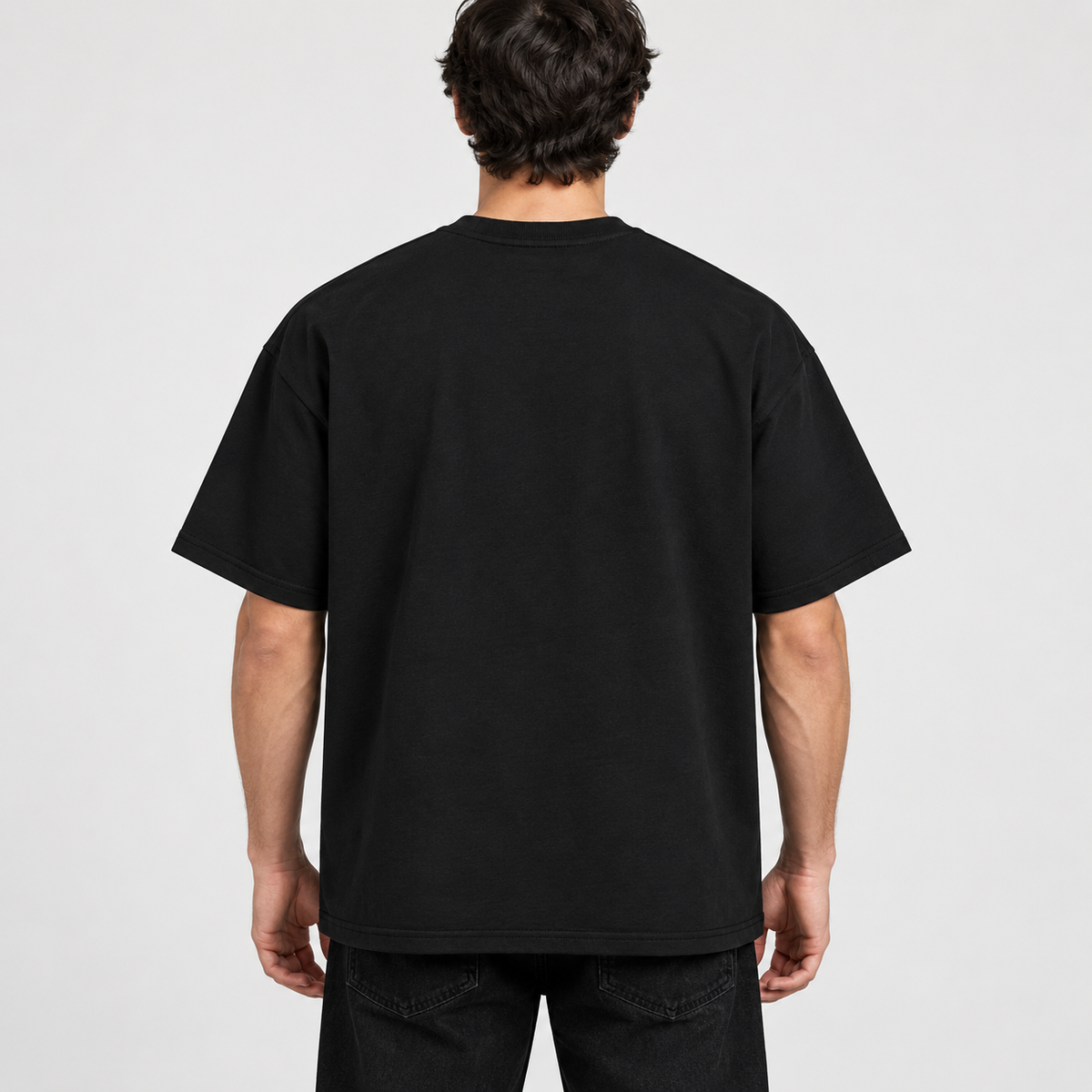 Black Silent Form oversized drop shoulder T-shirt, back view
