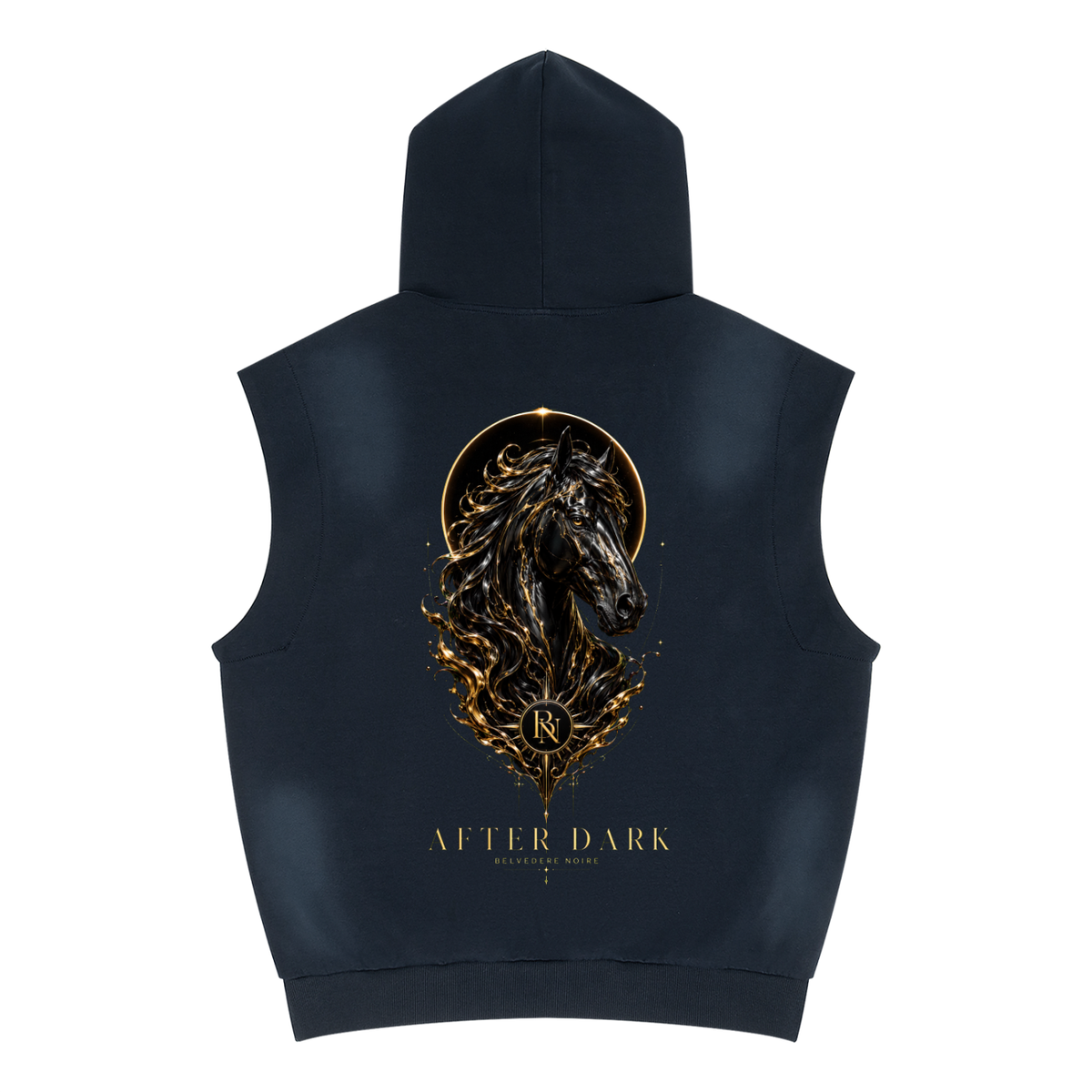 Belvedere Noire Vintage Wash Sleeveless Hoodie, side view