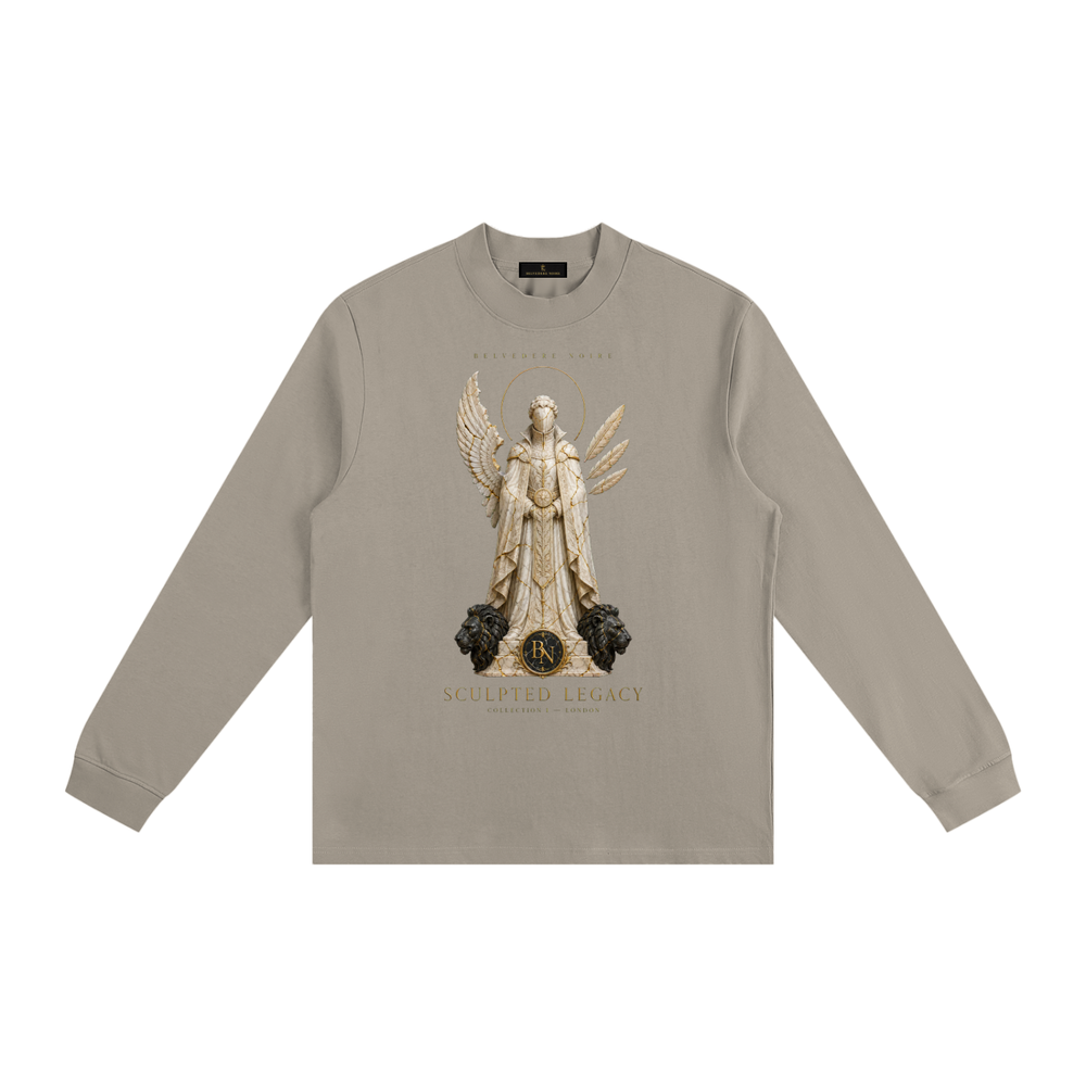 Belvedere Noire Non-Shrink Mock Neck Sweatshirt, unisex oversized streetwear sweatshirt, front view