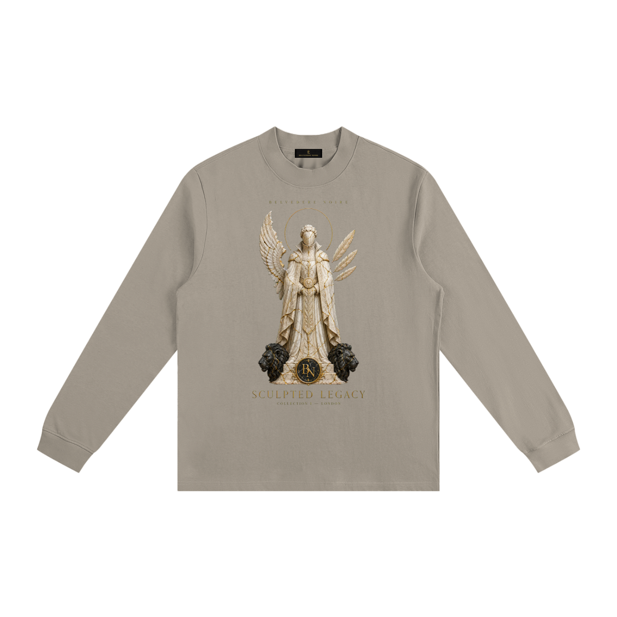 Belvedere Noire Non-Shrink Mock Neck Sweatshirt — Unisex Oversized Streetwear Sweatshirt