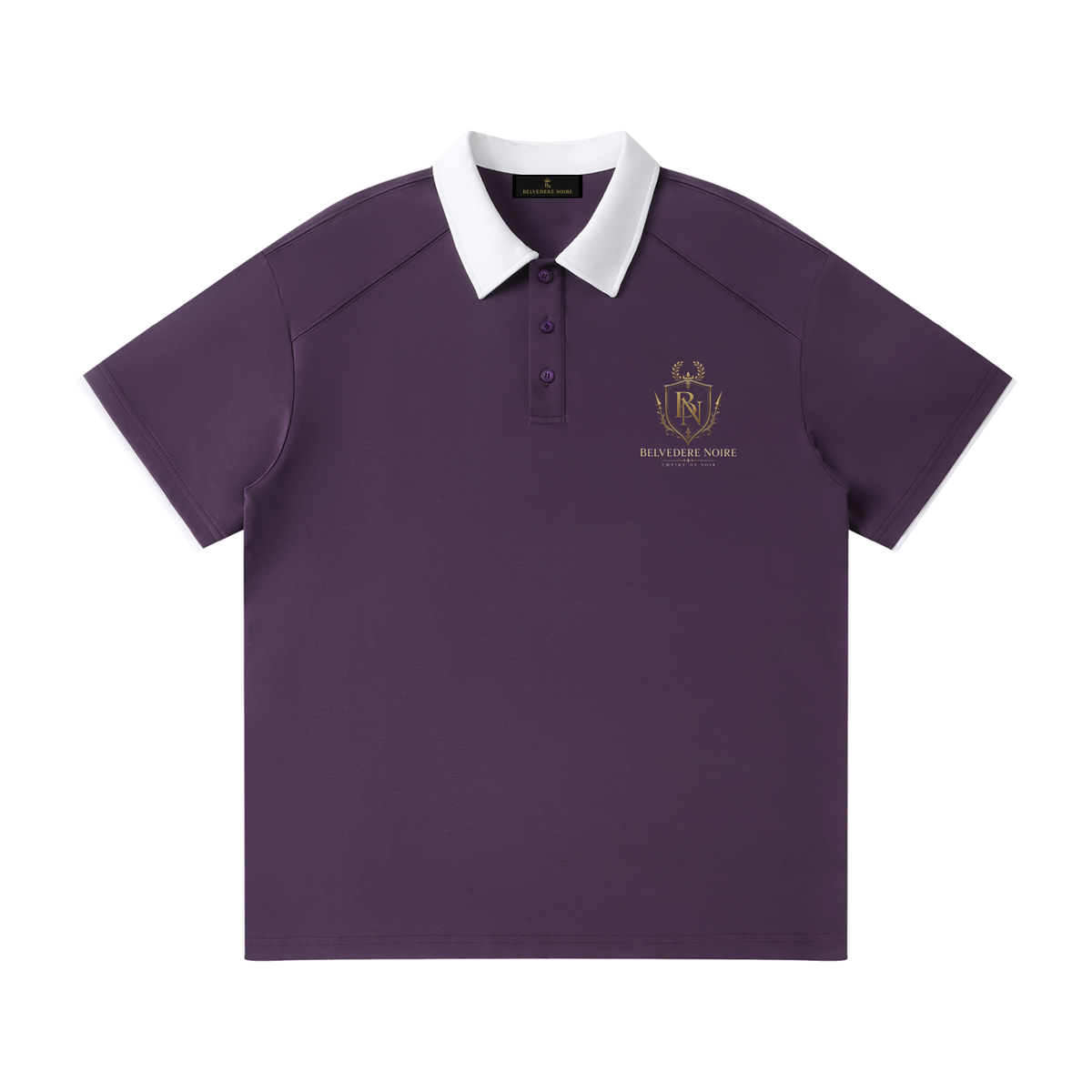 Belvedere Noire Contrast Collar Raglan Polo Shirt in apricot