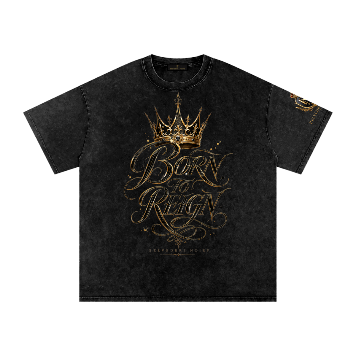 Snow wash finish detail on the Belvedere Noire oversized cotton T-shirt