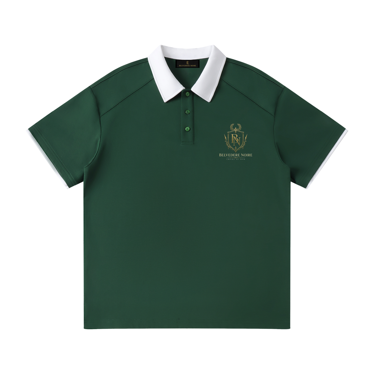 Belvedere Noire Contrast Collar Raglan Polo Shirt in dark green