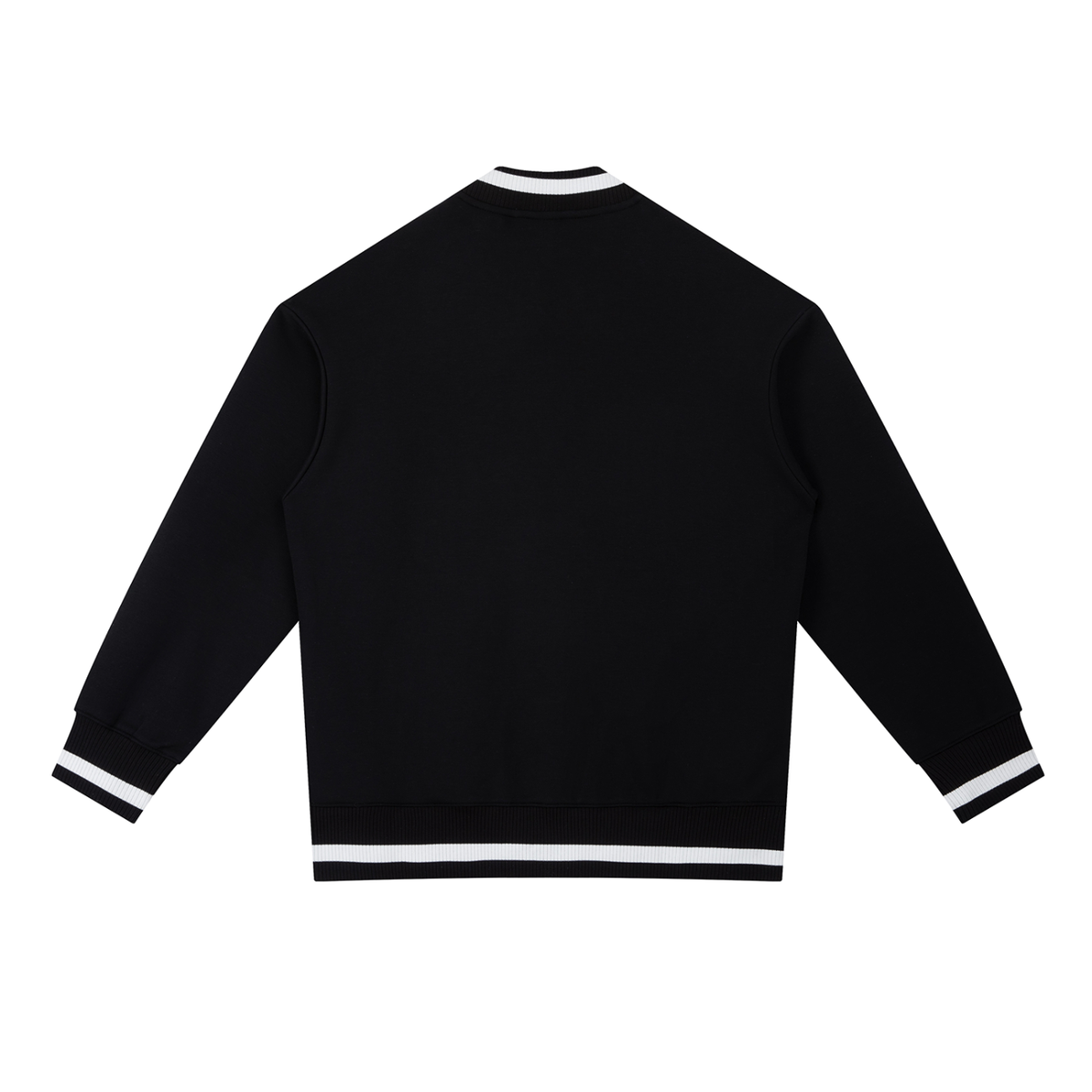 Belvedere Noire Contrast Piping Zip Bomber Jacket in black, back view