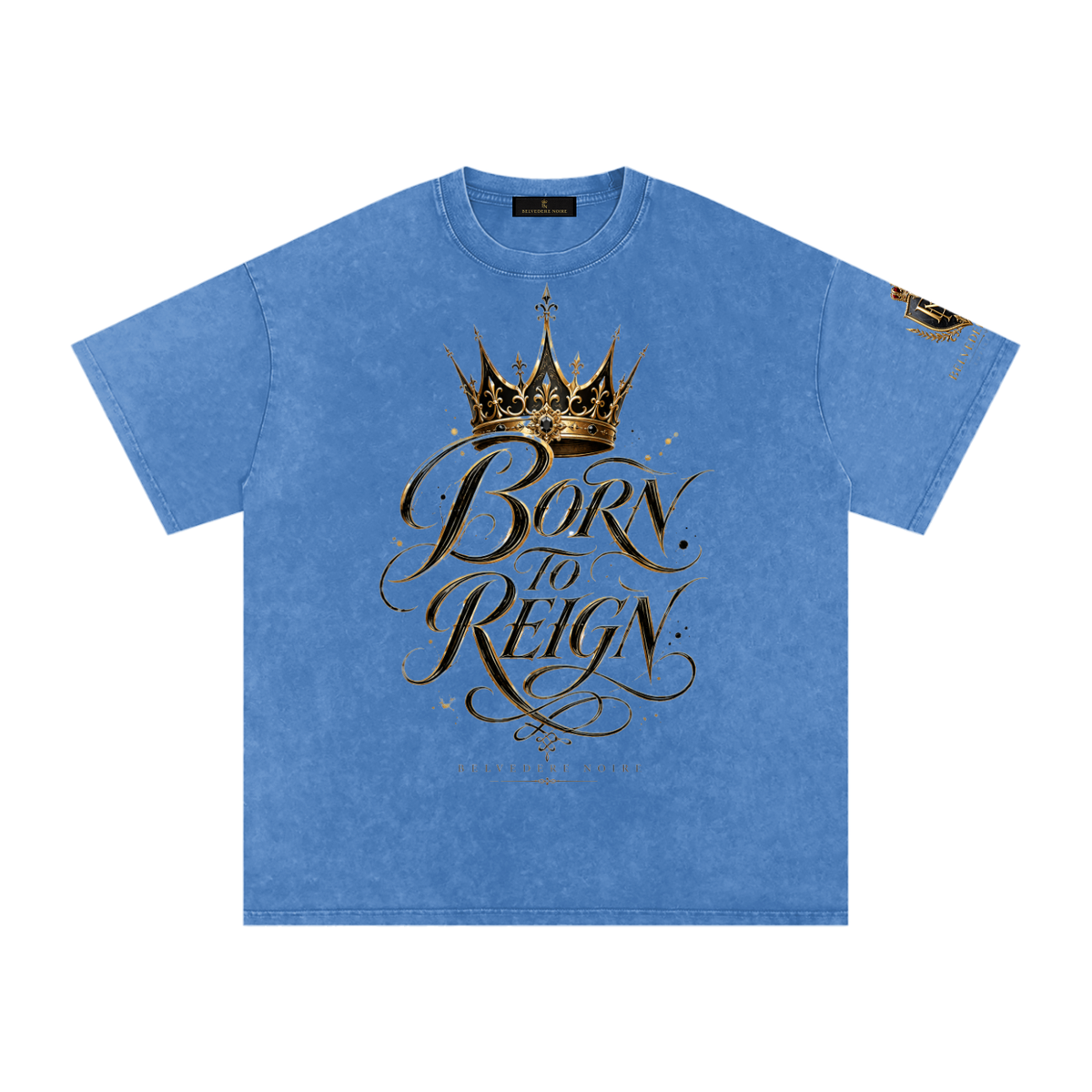 Belvedere Noire Snow Washed Oversized Cotton T-Shirt — Unisex 250gsm Vintage Wash Tee
