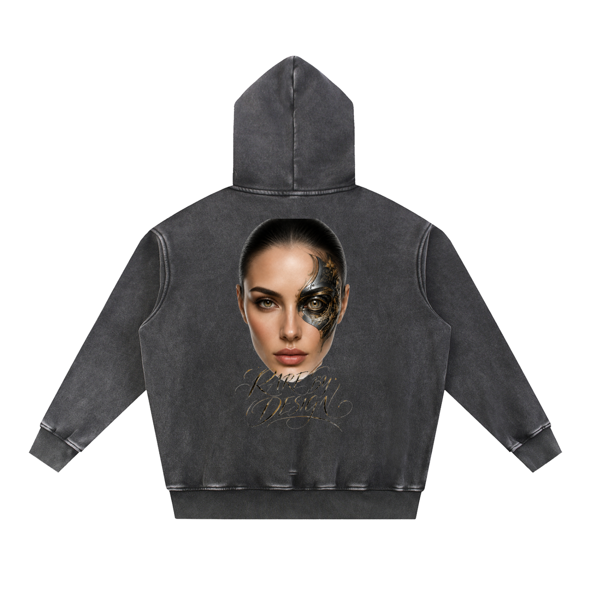 Belvedere Noire Snow Wash Fleece Oversized Hoodie, 355gsm hoodie, back view
